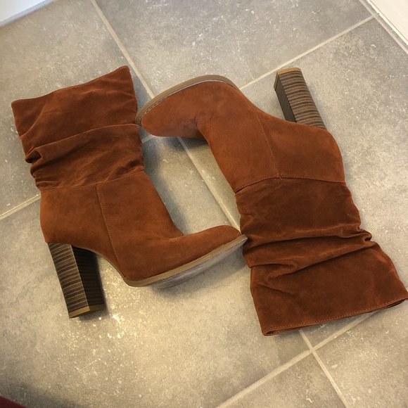 Chase & Chloe tan rust color block heel boots 7.5 - Picture 6 of 16